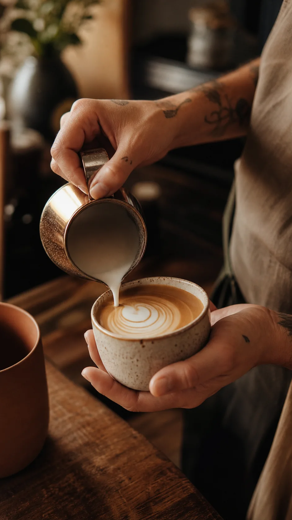 Barista preparando uma bebida para a Vereda Café